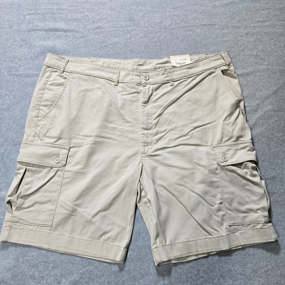 St. Johns Bay Cargo Shorts Mens 50 Beige Classic Stone Comfort Stretch High Rise - Picture 1 of 15